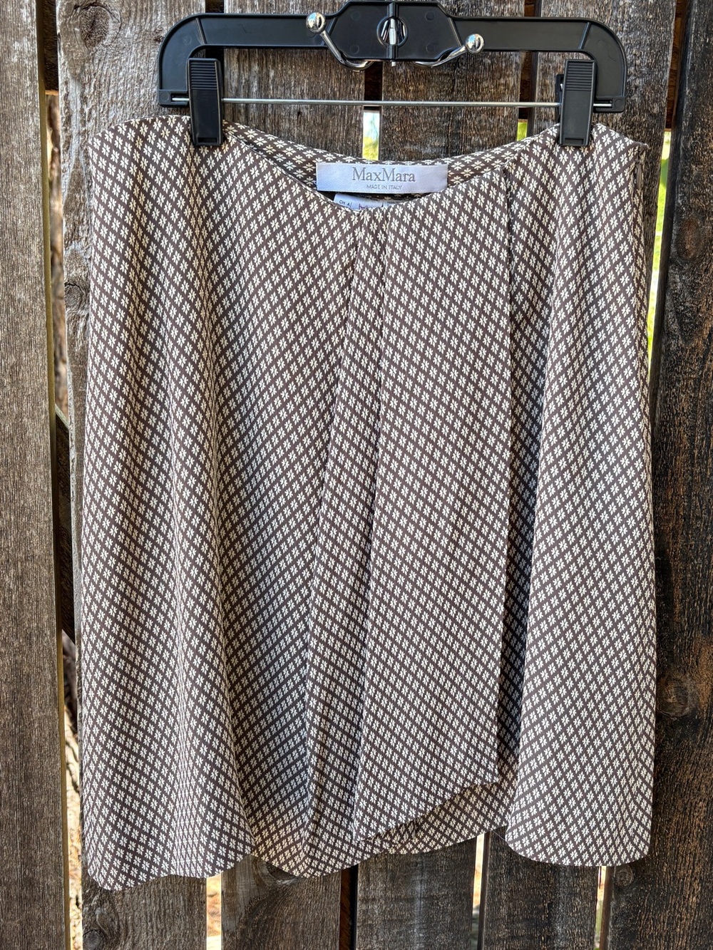 Max Mara Vintage 90’s Rayon Faux Wrap Skirt In Cream & Brown Sz 10